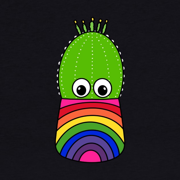 Cute Cactus Design #336: Cute Cactus In Rainbow Colored Pot by DreamCactus